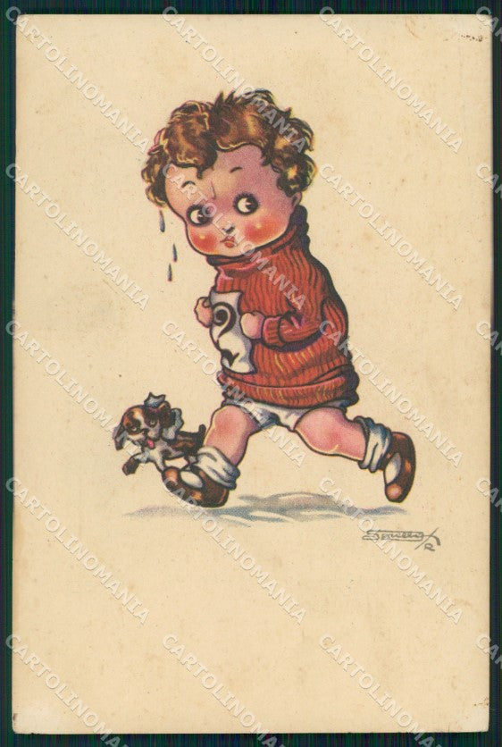 Artist Signed Sgrilli Child serie 1769 PIEGHINA cartolina XP7234 – fronte