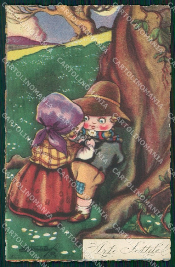 Artist Signed Sgrilli Children serie 1825-4 cartolina XP7236 – fronte