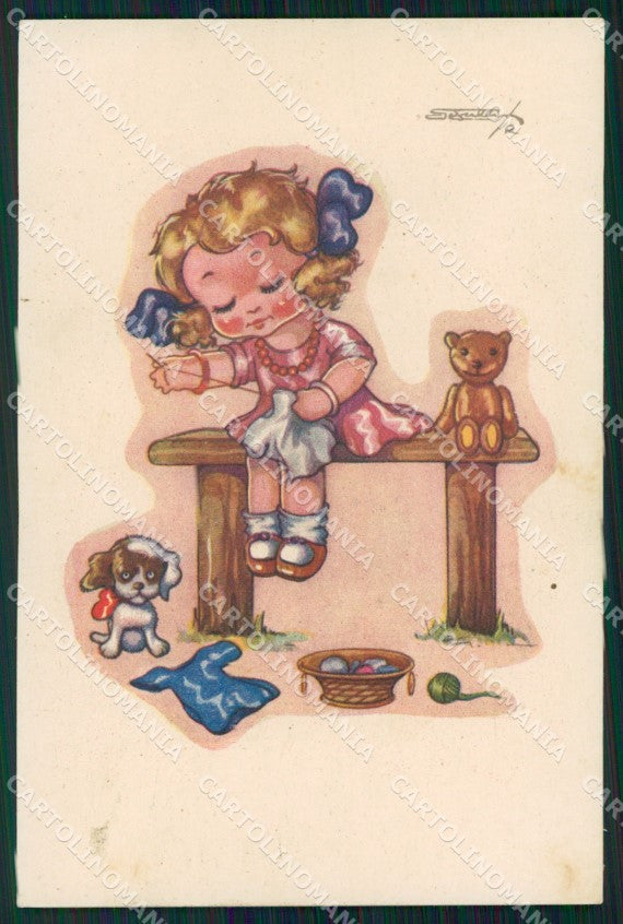 Artist Signed Sgrilli Girl Teddy serie 1767 cartolina XP7280 – fronte