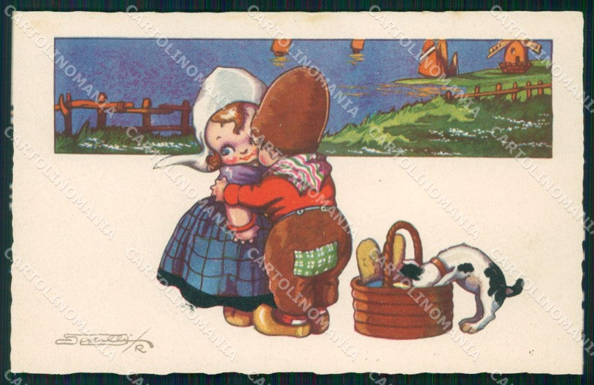 Artist Signed Sgrilli Olandesini Children serie 1848 cartolina XP7281 – fronte