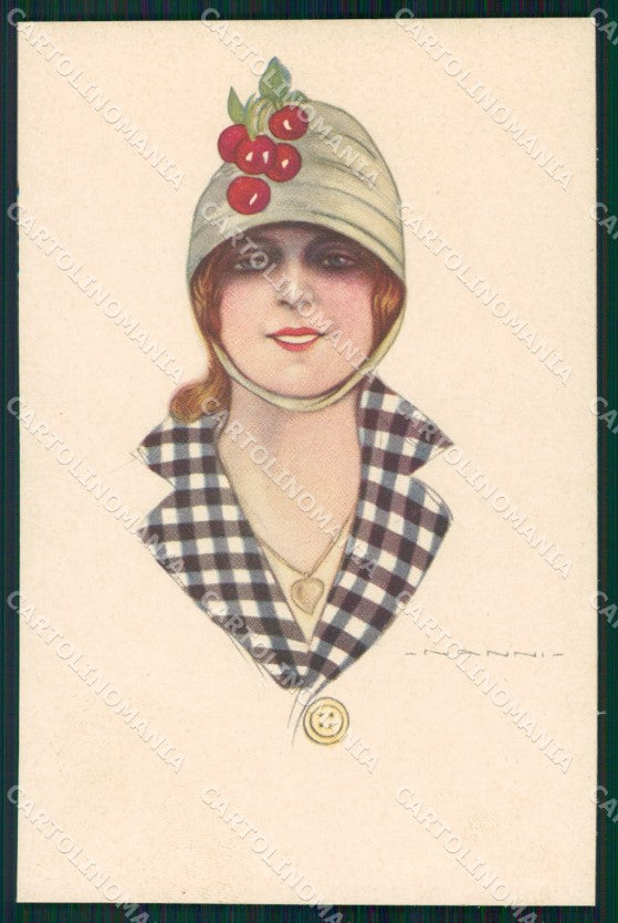 Artist Signed Nanni Glamour Fashion Lady serie 308-3 cartolina XP7308 – fronte