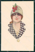Artist Signed Nanni Glamour Fashion Lady serie 308-3 cartolina XP7308 – fronte