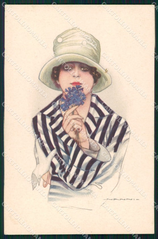 Artist Signed Nanni Glamour Fashion Lady serie 309-2 cartolina XP7311 – fronte