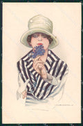 Artist Signed Nanni Glamour Fashion Lady serie 309-2 cartolina XP7311 – fronte