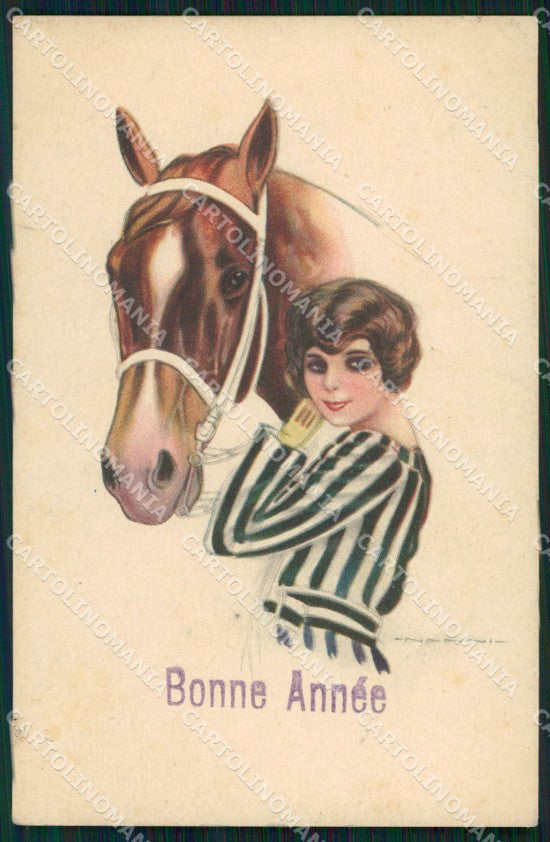 Artist Signed Nanni Horse Glamour Fashion Lady serie 307-4 cartolina XP7331 – fronte