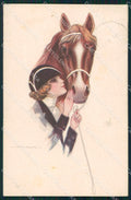 Artist Signed Nanni Horse Glamour Fashion Lady serie 307-6 cartolina XP7332 – fronte