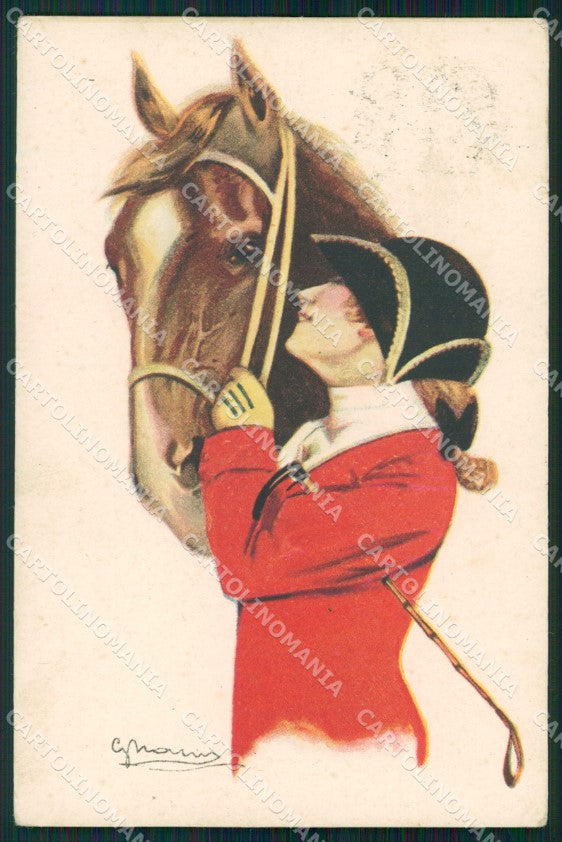 Artist Signed Nanni Horse Glamour Fashion Lady serie 150-4 cartolina XP7404 – fronte