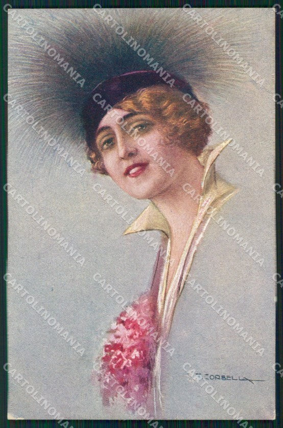 Artist Signed Corbella Fashion Lady Hat serie 118-5 cartolina XP7441 – fronte