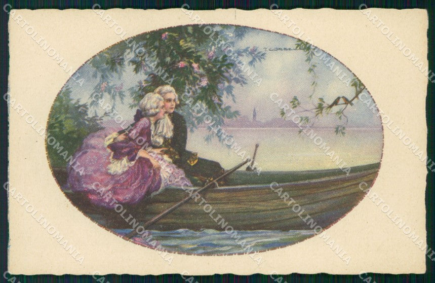 Artist Signed Corbella Venetian Romantic Couple Degami 694 cartolina XP7452 – fronte