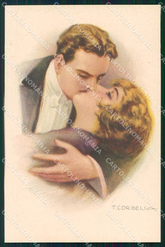 Artist Signed Corbella Kiss Romantic Couple serie 162-3 cartolina XP7466 – fronte