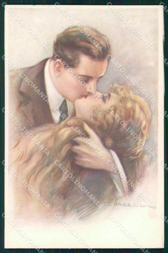 Artist Signed Corbella Kiss Romantic Couple serie 334-1 cartolina XP7528 – fronte