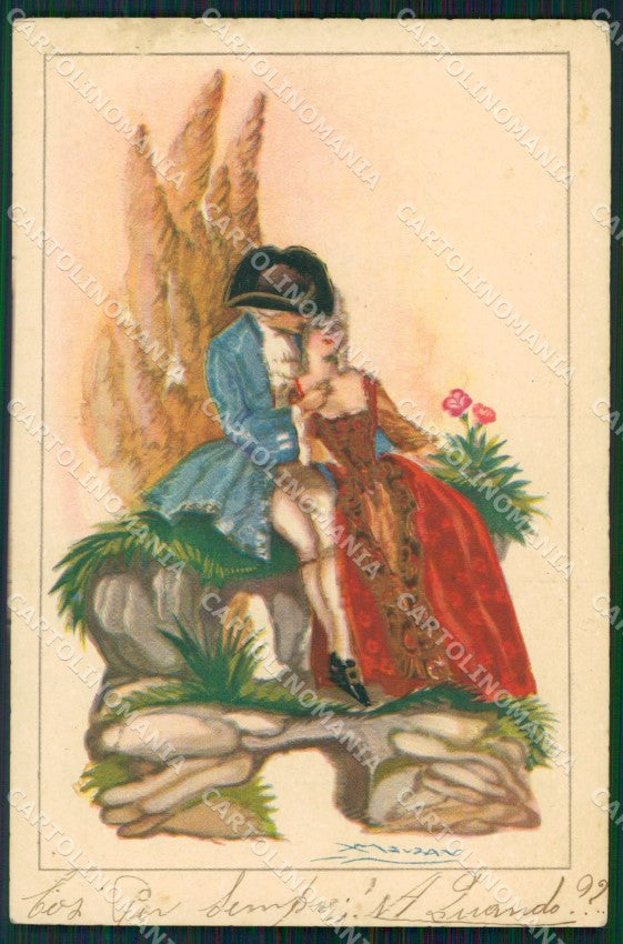 Artist Signed Mauzan Romantic Couple Degami 1067 cartolina XP7556 – fronte