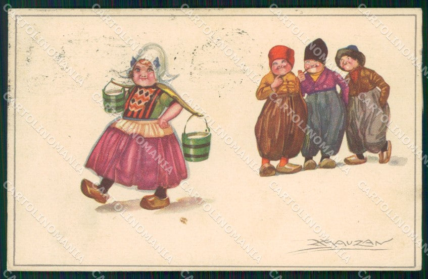 Artist Signed Mauzan Olandesini Dutch Child serie 511-5 cartolina XP7561 – fronte