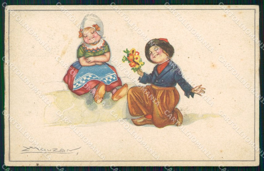 Artist Signed Mauzan Olandesini Dutch Child 511-3 PIEGHINA cartolina XP7562 – fronte