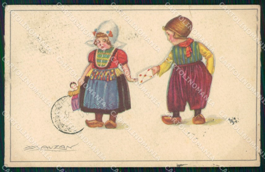 Artist Signed Mauzan Olandesini Dutch Child serie 511-1 cartolina XP7563 – fronte