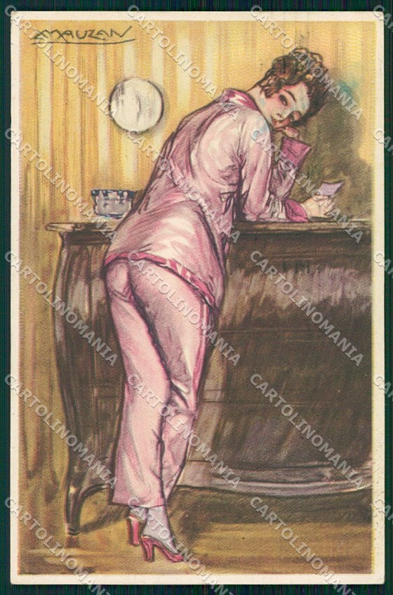 Artist Signed Mauzan Glamour Fashion Lady serie 96-2 cartolina XP7607 – fronte