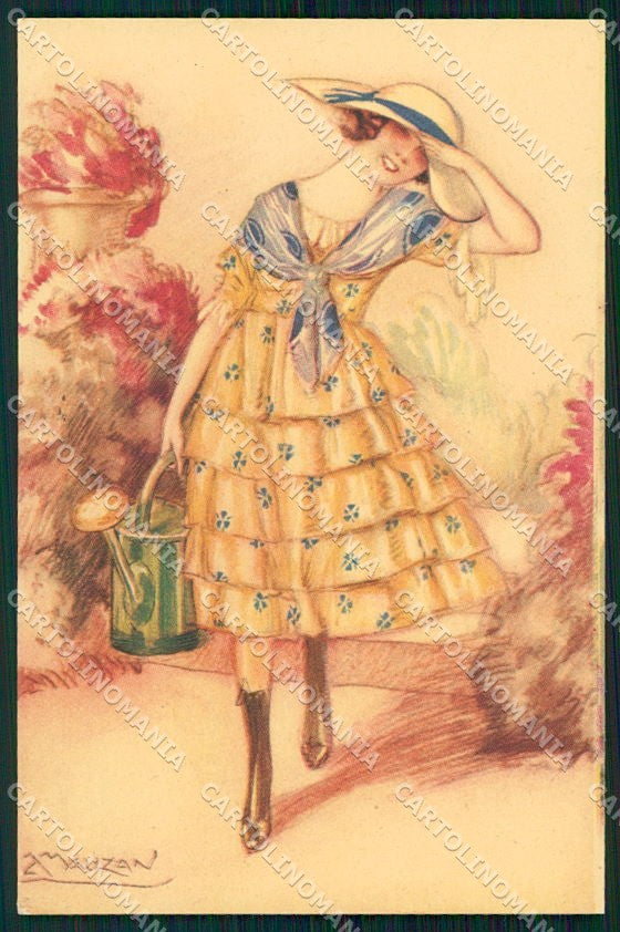 Artist Signed Mauzan Glamour Fashion Lady serie 247-4 cartolina XP7643 – fronte