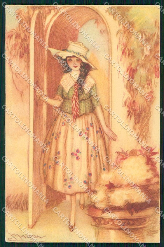 Artist Signed Mauzan Glamour Fashion Lady serie 247-2 cartolina XP7645 – fronte