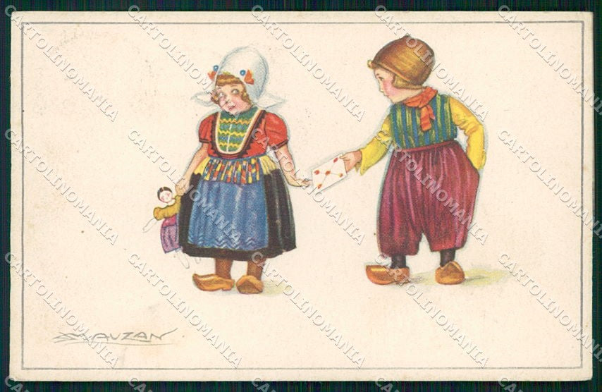 Artist Signed MauzanOlandesini Dutch Child serie 511-1 cartolina XP7651 – fronte