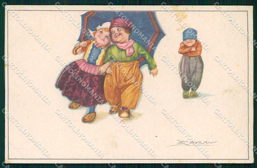Artist Signed MauzanOlandesini Dutch Child serie 511-4 cartolina XP7652 – fronte