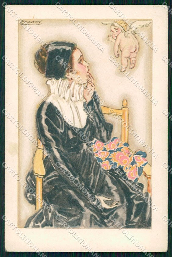 Artist Signed Mauzan Glamour Fashion Lady serie 101-5 cartolina XP7679 – fronte