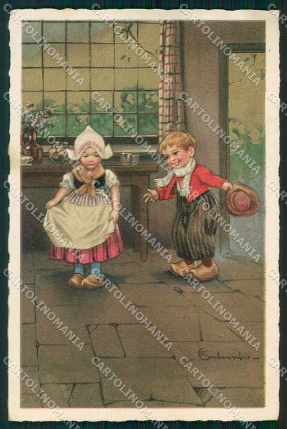 Artist Signed Colombo Children Bambini Dutch serie 2337 cartolina XP7695 – fronte