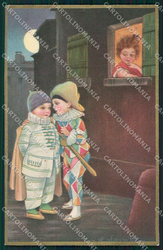 Artist Signed Colombo Children Bambini Pierrot serie 2058 cartolina XP7748 – fronte