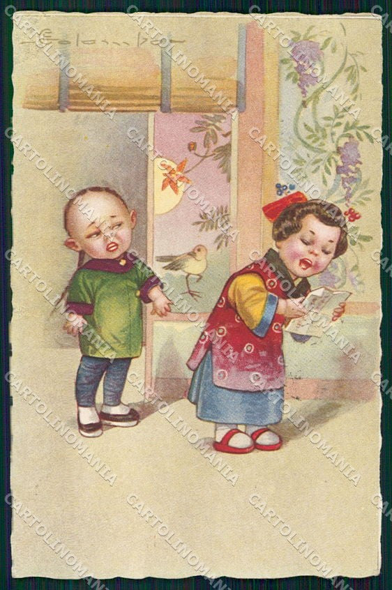 Artist Signed Colombo Children Bambini Geisha serie 1963-4 cartolina XP7751 – fronte