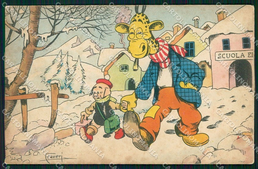 Artist Signed Craveri Dressed Animals serie III cartolina XP7786 – fronte