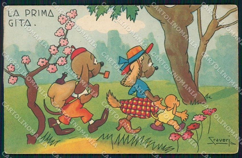 Artist Signed Craveri Dressed Animals cartolina XP7787 – fronte
