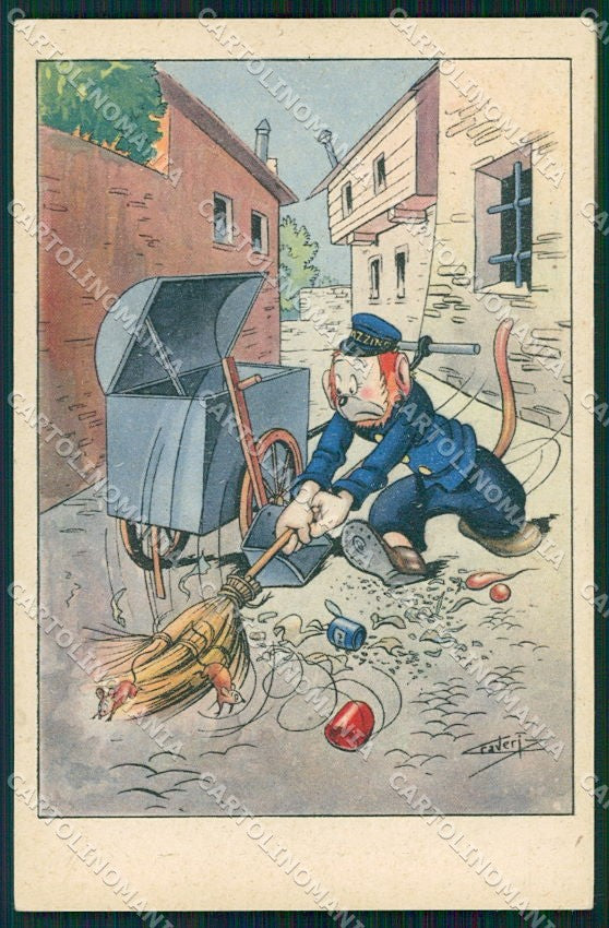 Artist Signed Craveri Dressed Animals serie VII cartolina XP7795 – fronte