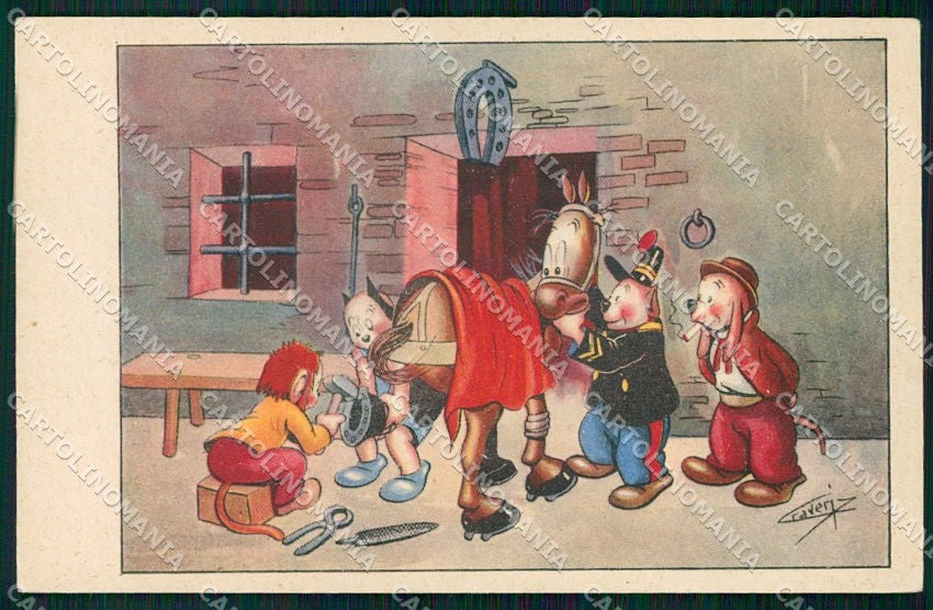 Artist Signed Craveri Dressed Animals serie VII cartolina XP7796 – fronte