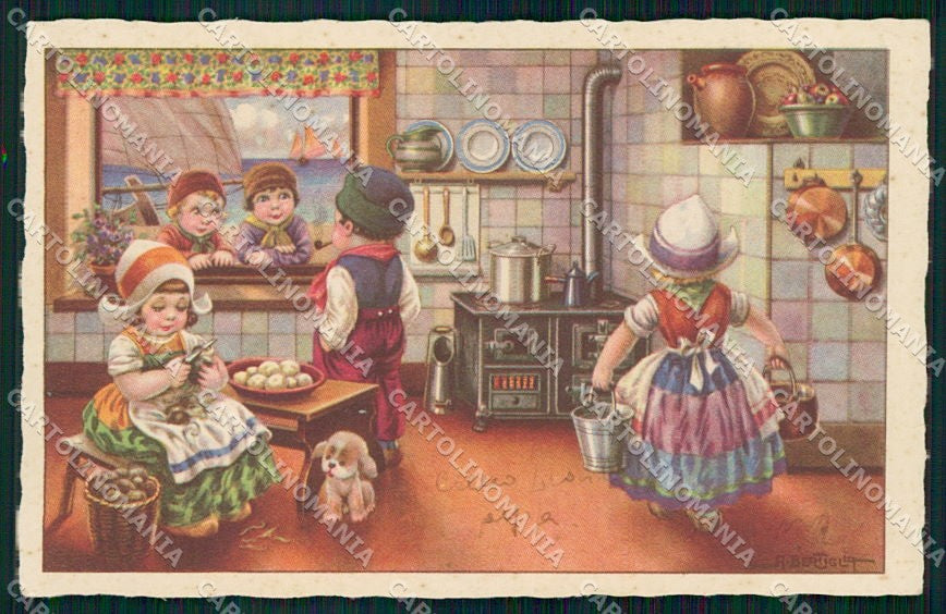Artist Signed Bertiglia Dutch Children serie 2623 cartolina XP7842 – fronte