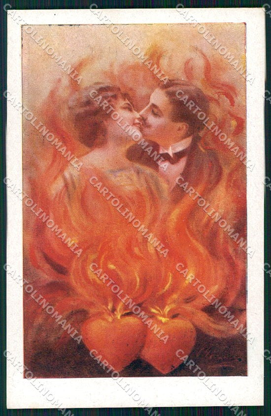 Artist Signed Vecchi Romantic Couple serie 7034 cartolina XP7854 – fronte