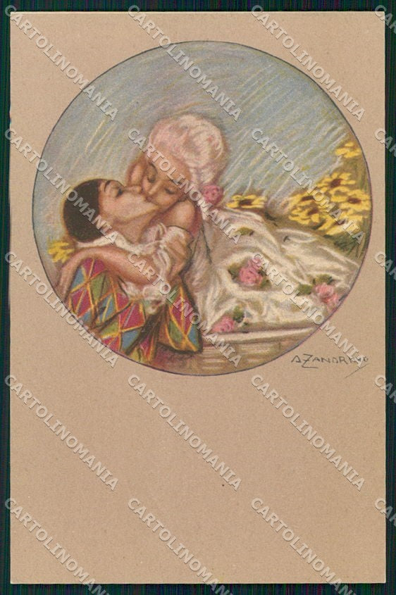 Artist Signed A. Zandrino Carnival Couple serie 93-1 cartolina XP7876 – fronte