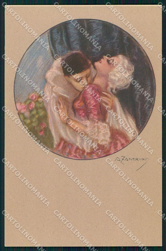 Artist Signed A. Zandrino Kiss Carnival Couple serie 93-5 cartolina XP7880 – fronte