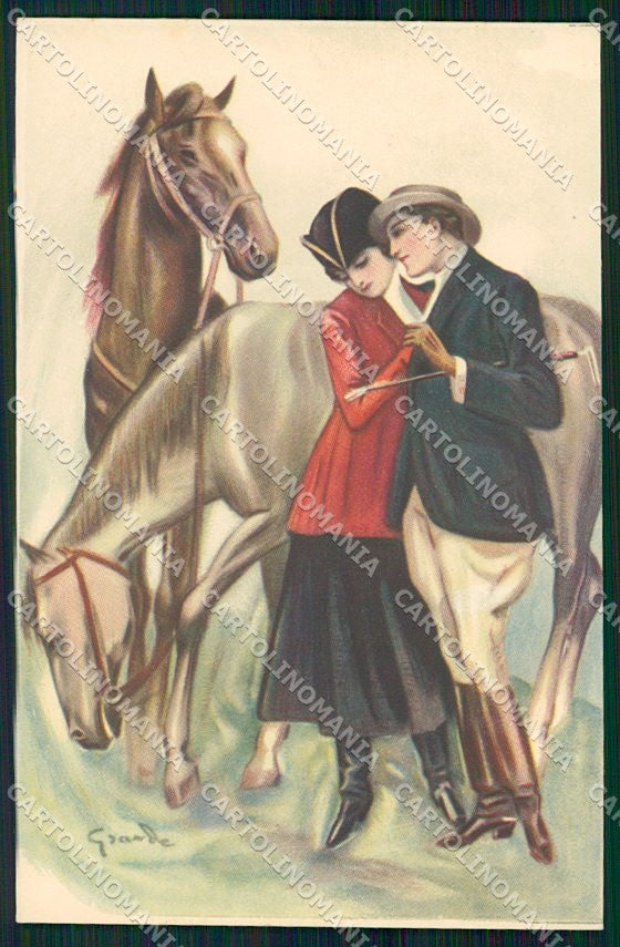 Artist Signed Grande Horse Romantic Couple serie 325-1 cartolina XP7916 – fronte