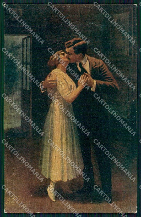 Artist Signed P. Villani Romantic Couple serie 7035 cartolina XP7926 – fronte