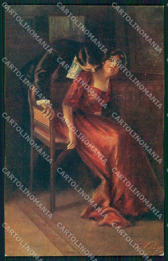 Artist Signed P. Villani Romantic Couple serie 7035 cartolina XP7927 – fronte
