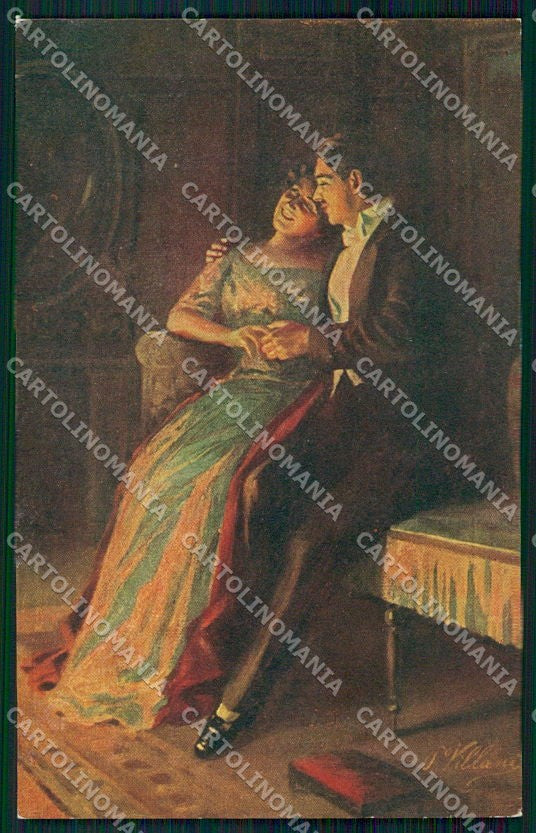 Artist Signed P. Villani Romantic Couple serie 7035 cartolina XP7929 – fronte