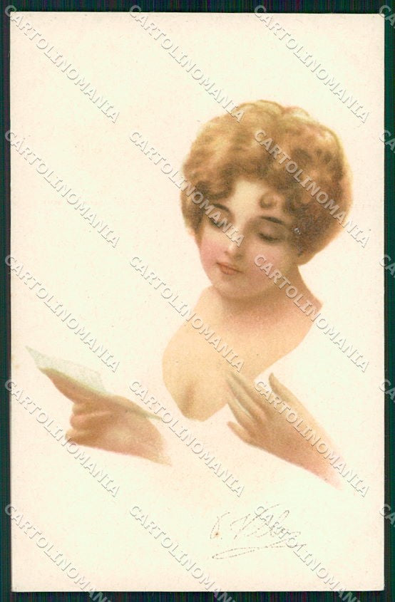 Artist Signed P. Villani Lady serie 7602 cartolina XP7931 – fronte