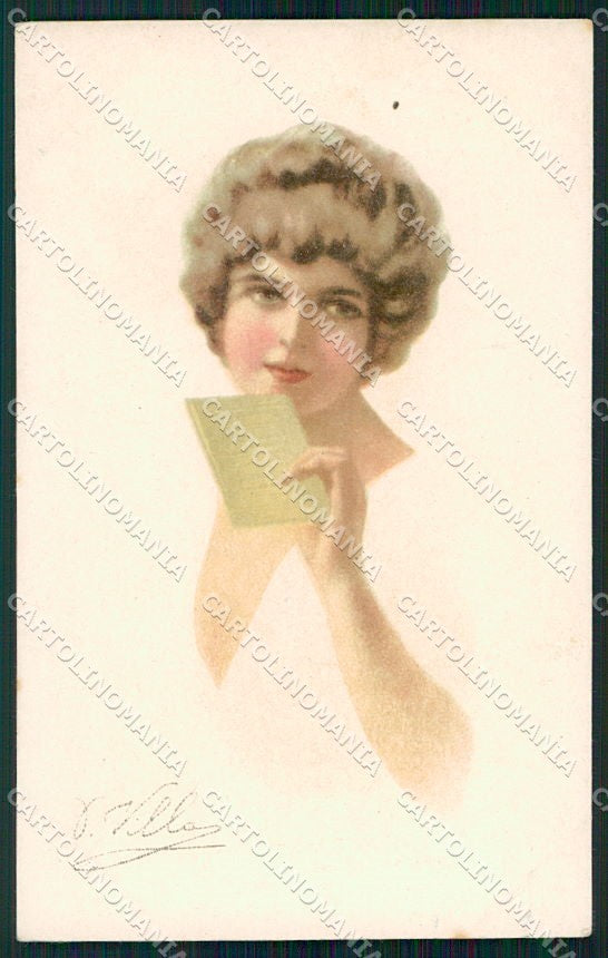 Artist Signed P. Villani Lady serie 7602 cartolina XP7932 – fronte