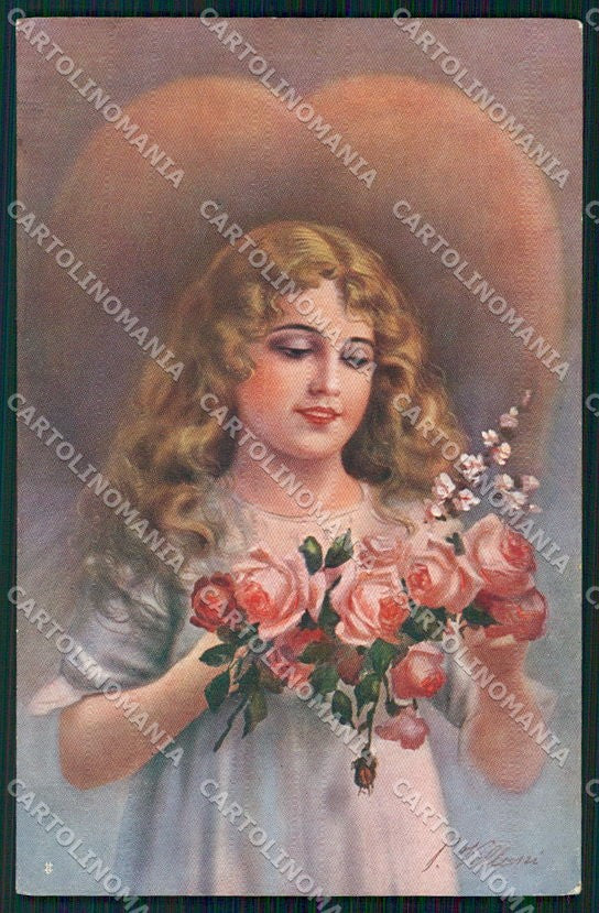 Artist Signed P. Villani Lady serie 7014 cartolina XP7933 – fronte