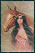 Artist Signed P. Villani Horse and Lady serie 7006 cartolina XP7935 – fronte