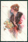 Artist Signed Usabal Glamour Fashion Lady serie 333-5 cartolina XP7942 – fronte