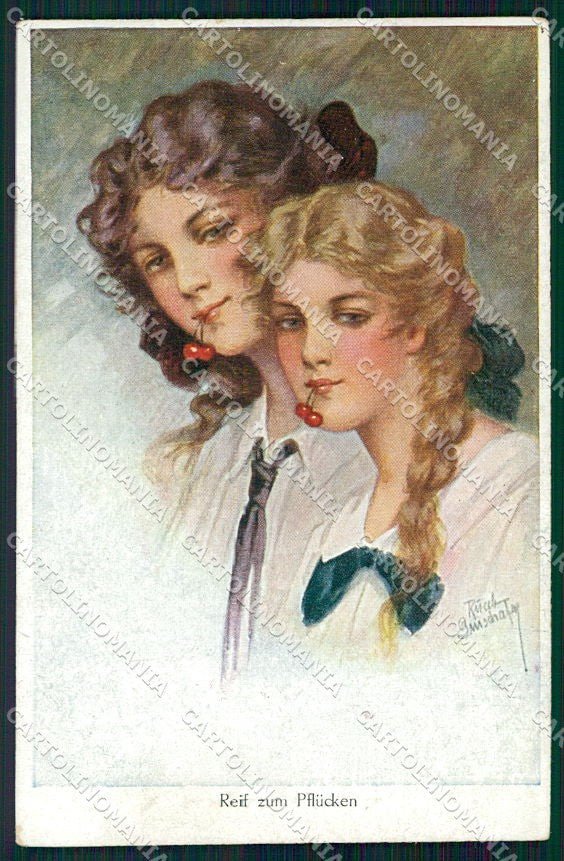 Artist Signed R. Guischaf ? Lady Cherries serie 5969 cartolina XP7951 – fronte