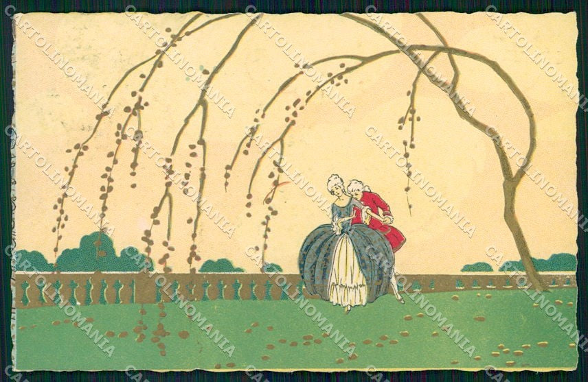Artist Signed Meschini Couple Art Deco serie 2129 cartolina XP7966 – fronte