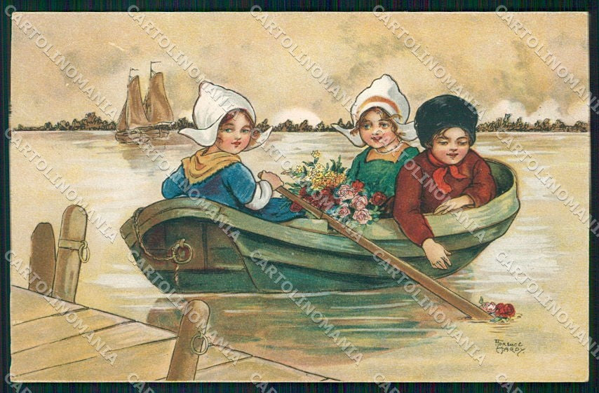 Artist Signed Florence Hardy Dutch Children serie 578 cartolina XP7967 – fronte