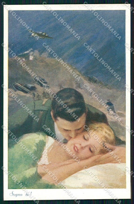 Artist Signed Monestier Propaganda WW2 Kissing Couple serie 428 cartolina XP7970 – fronte