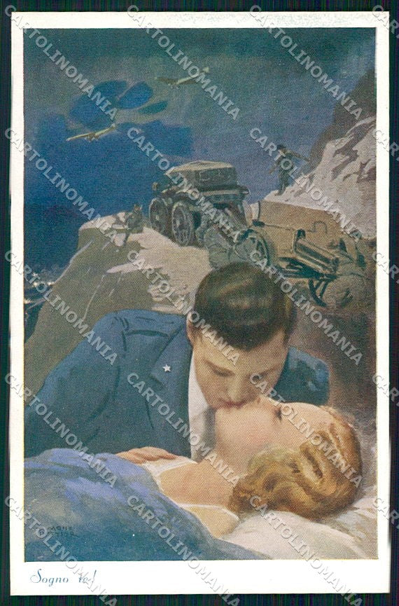Artist Signed Monestier Propaganda WW2 Kissing Couple serie 428 cartolina XP7971 – fronte